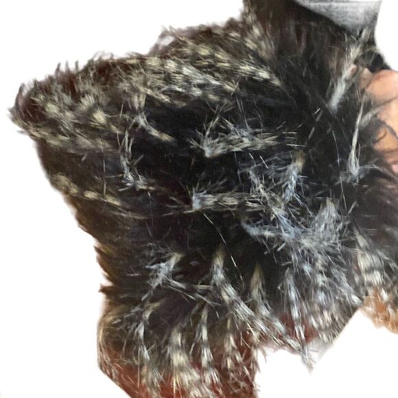 Faux Fur fox black with white spots wrist ankle cuffs - Picture 2 of 5